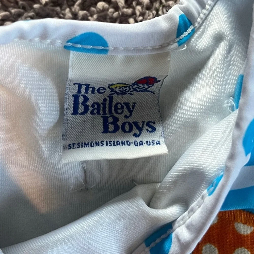The Bailey Boys Baby Toucan Striped One Piece Swimsuit Blue White Snap Bottom